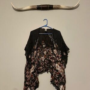 Maurices Black Rayon Kimono